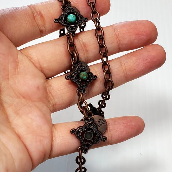 Faux Turquoise Necklace Inspirational Charm Dangle Lobster Closure 15" - Picture 7 of 7